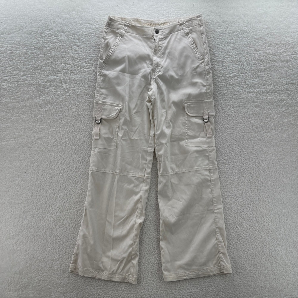 American Eagle Cargo Pants Womens 6 Cream Dreamy Drape Baggy Wide Leg Y2K
